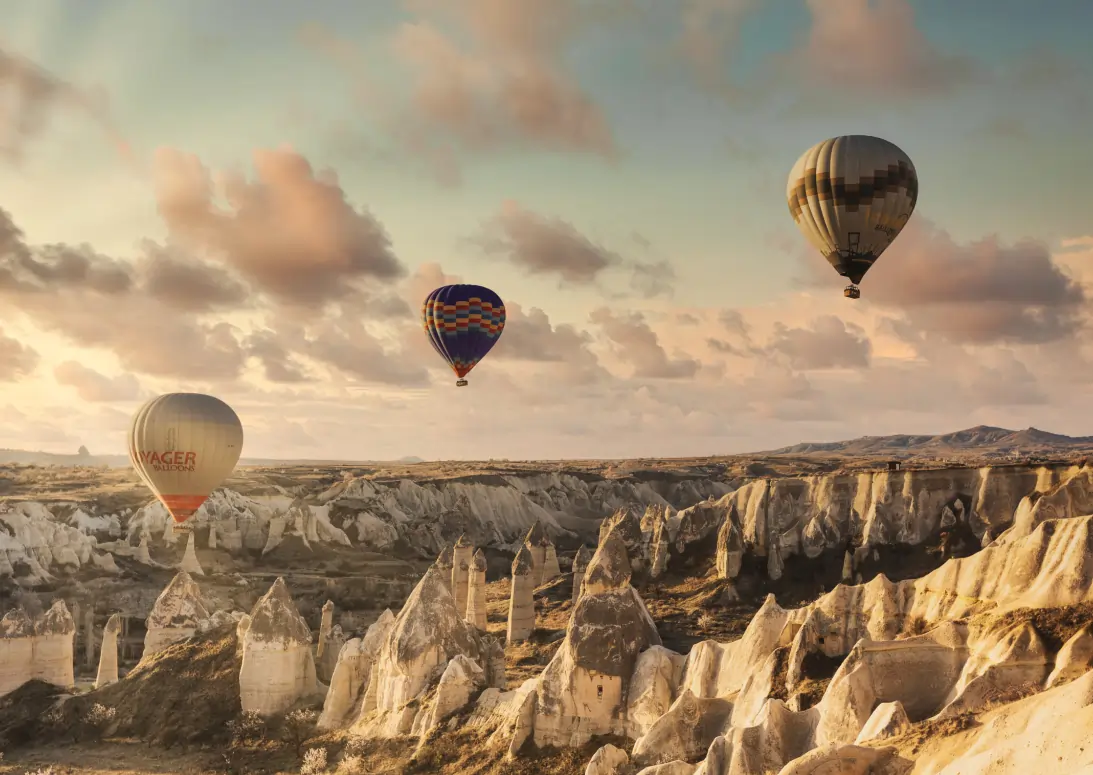 Hit Air baloons flying over Cappadocia