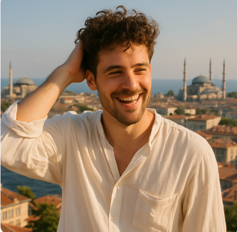 A man enjoying Turkish tourism