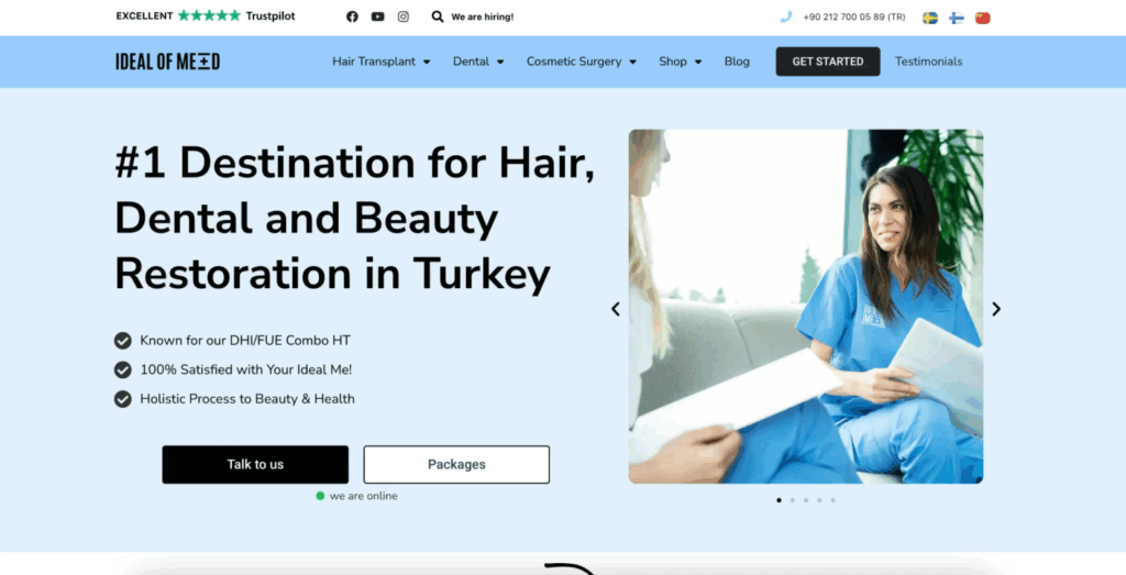 Screenshot for the IdealofMeD review of the homepage